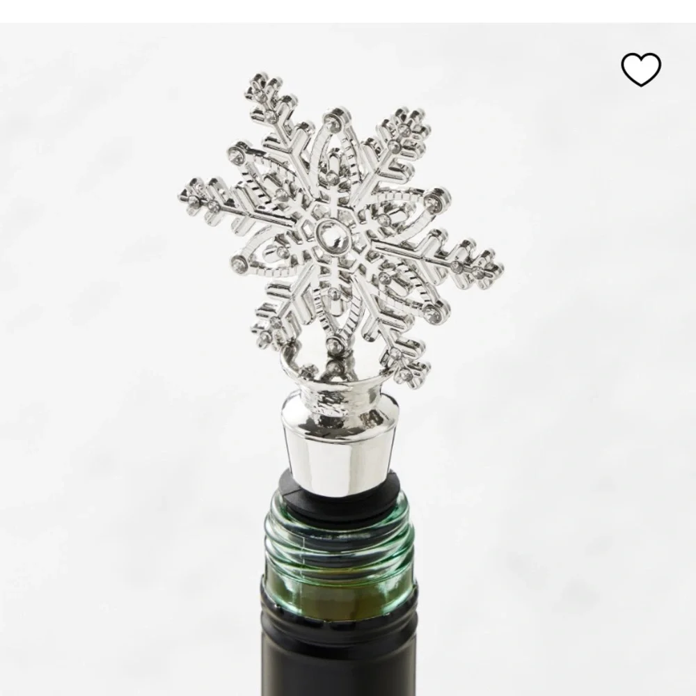 Williams Sonoma Silver Star snowflake Wine bottle Stopper with crystals NWT